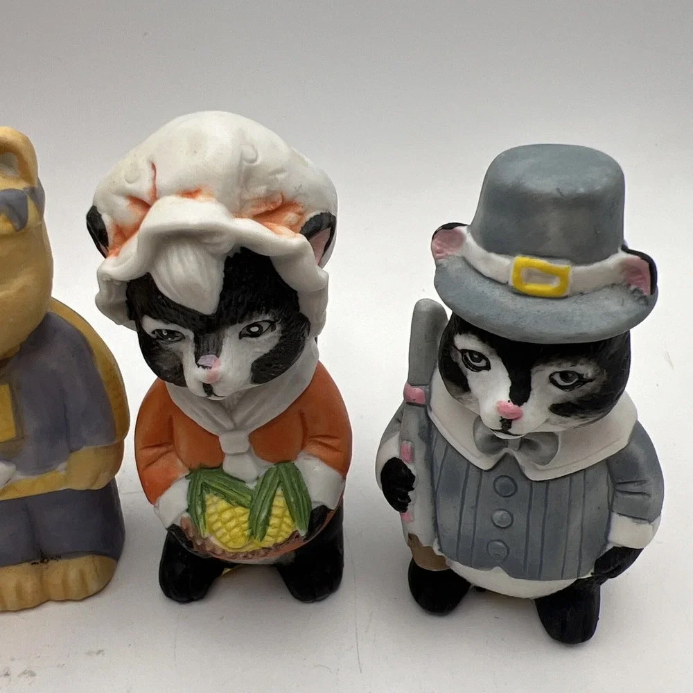 Vintage Brinn's Woodland Animals Thanksgiving Figurines Set of 6 Mice Skunk Bear
